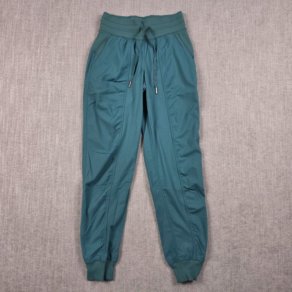 Lululemon Women Size 0 Teal Green Dance Studio Joggers Pants Drawstring Mid Rise